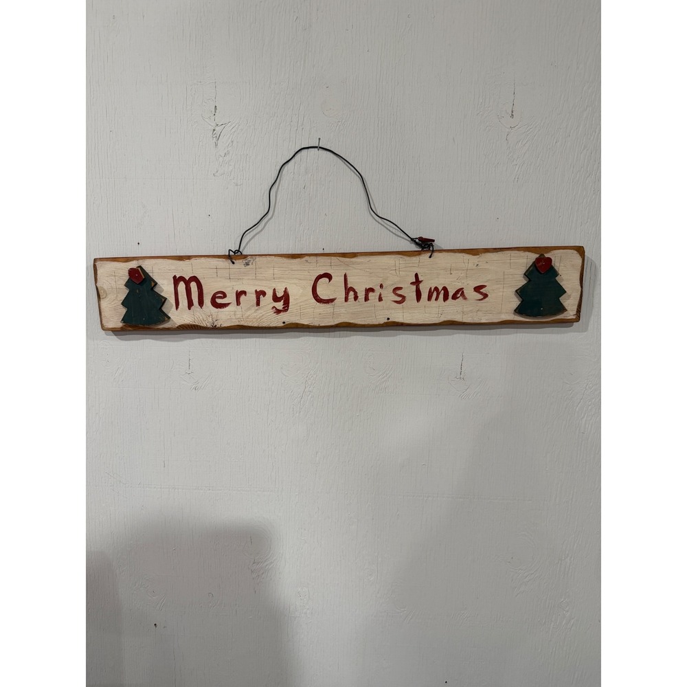 Rustic Wooden Merry Christmas Wall Sign Primitive Farmhouse Holiday Decor 22in